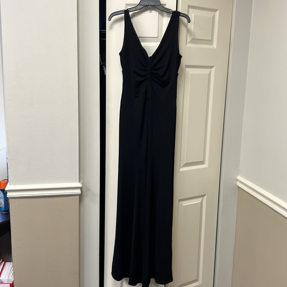 Emerald Sundae Black Side Slit Gown, plunging neckline - Picture 3 of 5